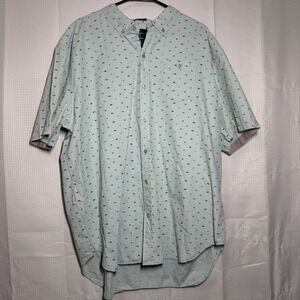 Artistry in Motion Shirt XXL Tall Cotton Dinosaur Print Button Down Casual Blue